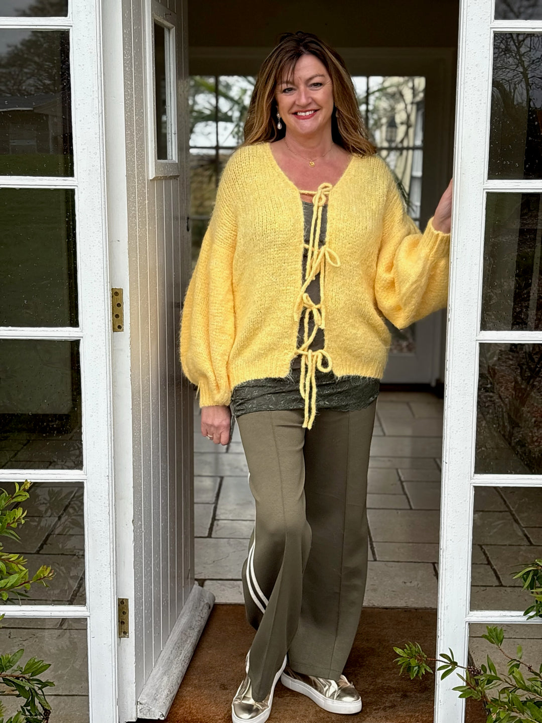 Side Stripe Wide Leg Trousers | Khaki - Mandy's Heaven 