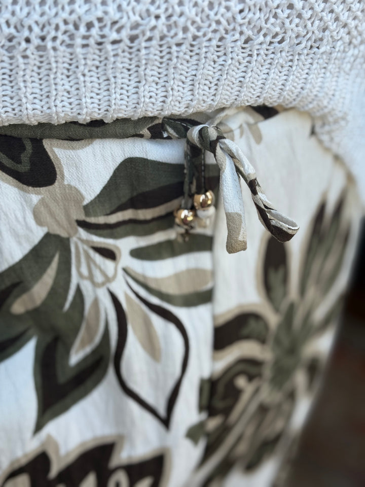 Botanical Print Wide Leg Trouser - Malissa J | Khaki