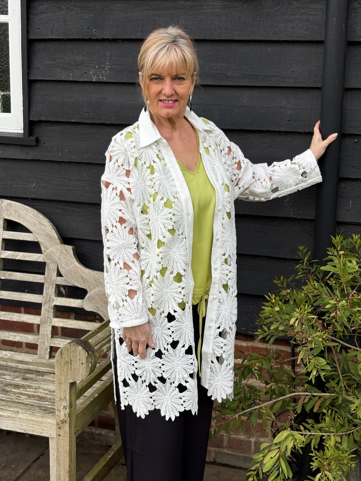 Daisy Lace Button Through Shirt Malissa J | White - Mandy's Heaven 