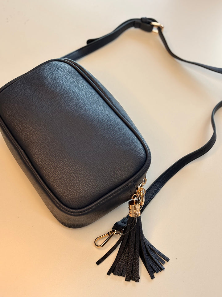 Faux Leather Cross Body Bag | Navy