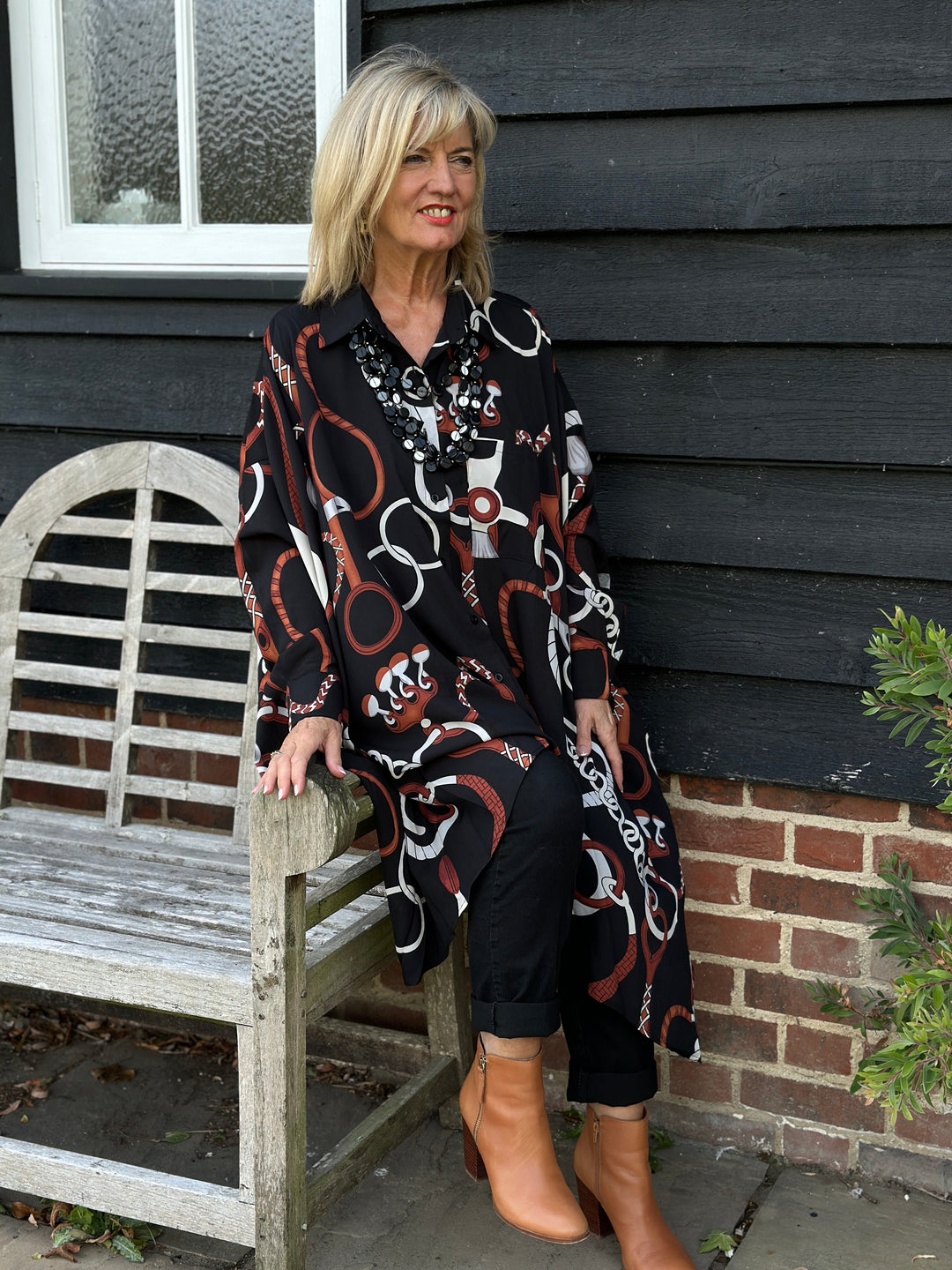 Asymmetric Abstract Shirt - Malissa J | Brown