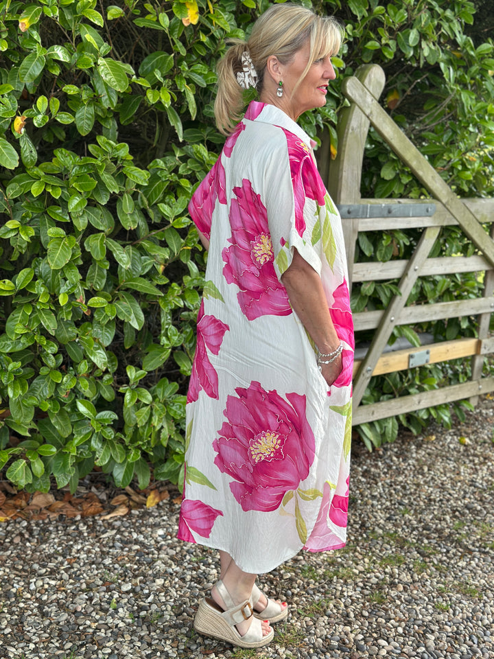 Tropical Bloom Tunic Dress | Fuchsia