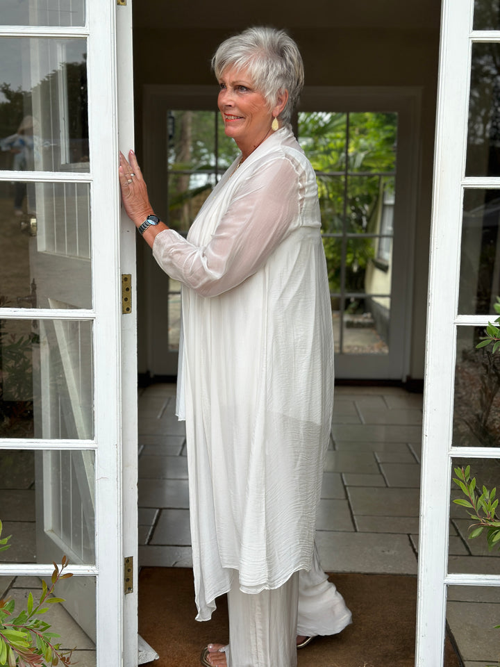 Longline Waterfall Cardigan | Ivory