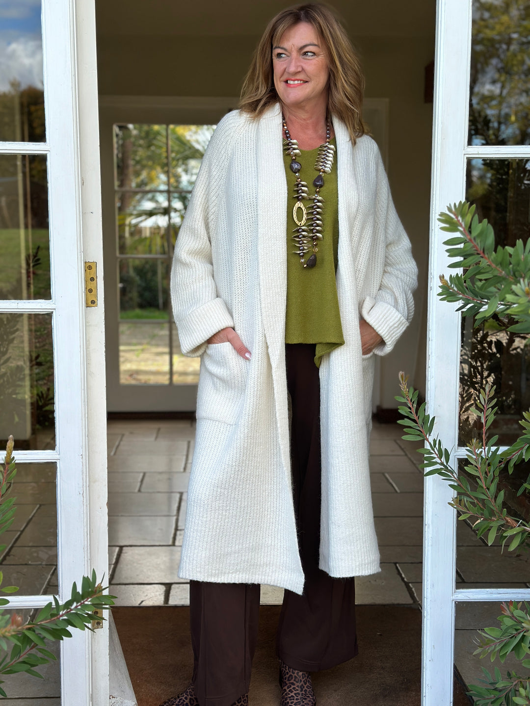 Ribbed Longline Coatigan | Ivory