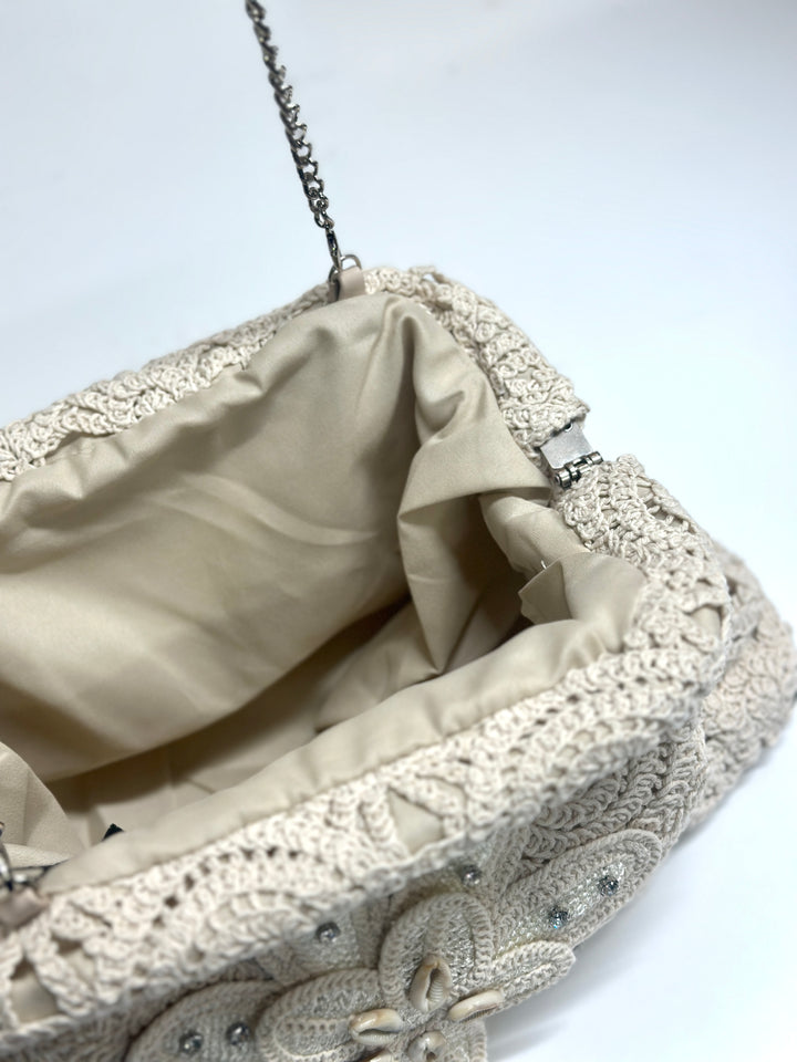Crochet Shell Clutch Bag | Natural