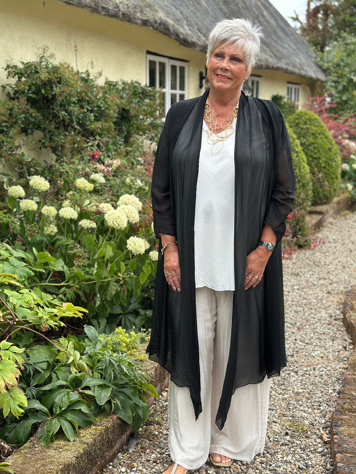 Longline Waterfall Cardigan | Black