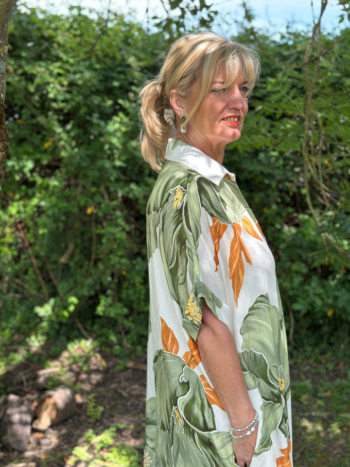 Tropical Bloom Tunic Dress | Sage Green