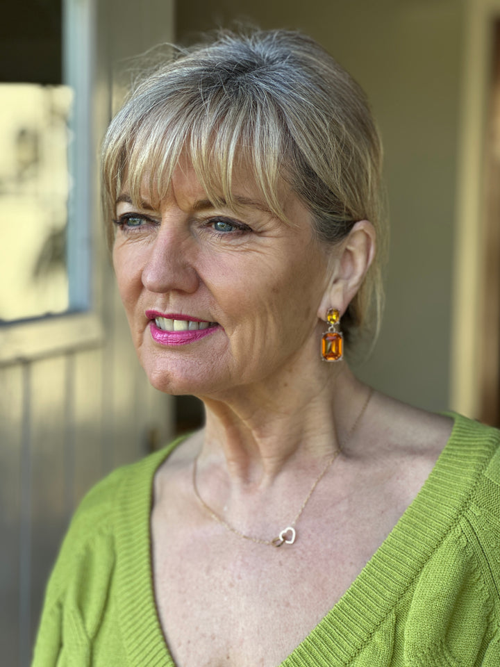 Oval & Square Gem Earrings | Mandarin