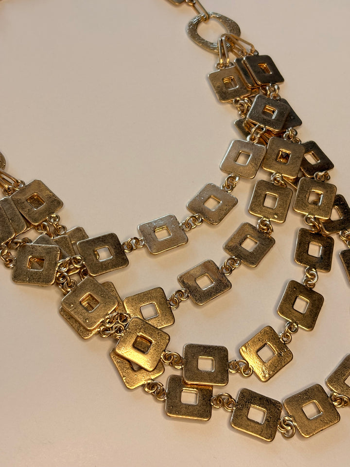 Mini Square Chain Necklace | Gold