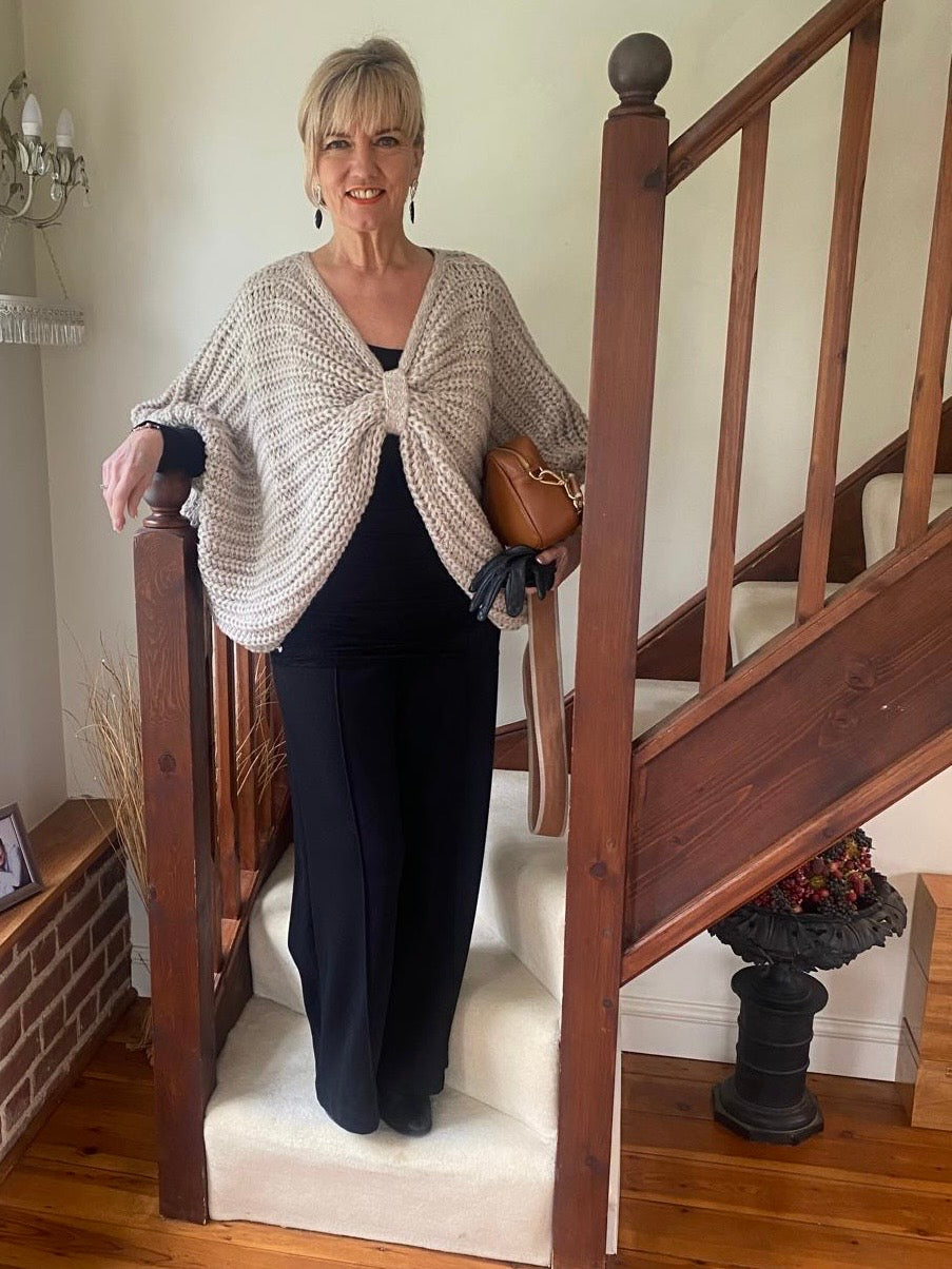 Bow Shaped Knitted Jumper Malissa J | Stone - Mandy's Heaven 