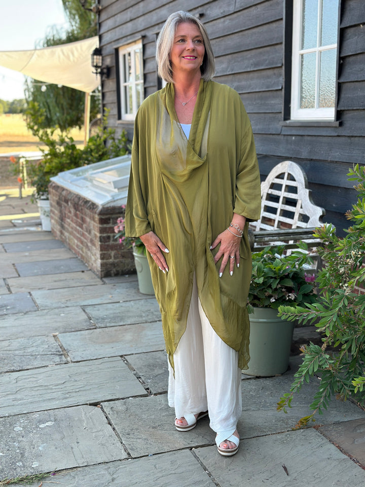 Silk Crossover Tunic | Olive
