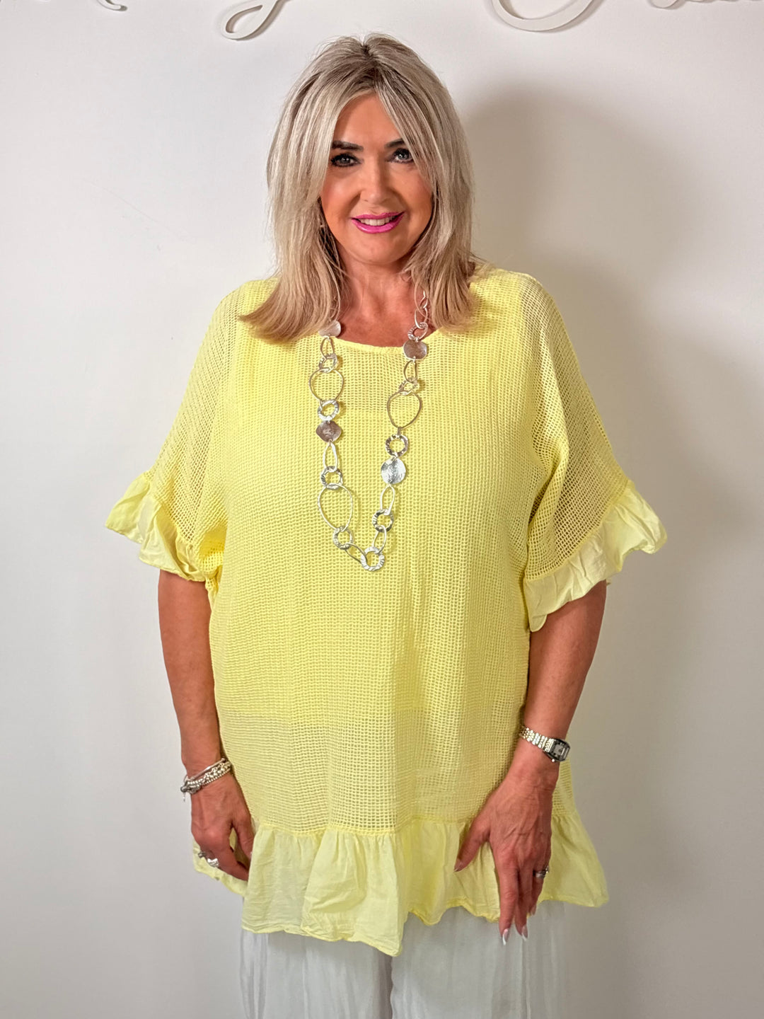 Mesh Textured Blouse | Lemon