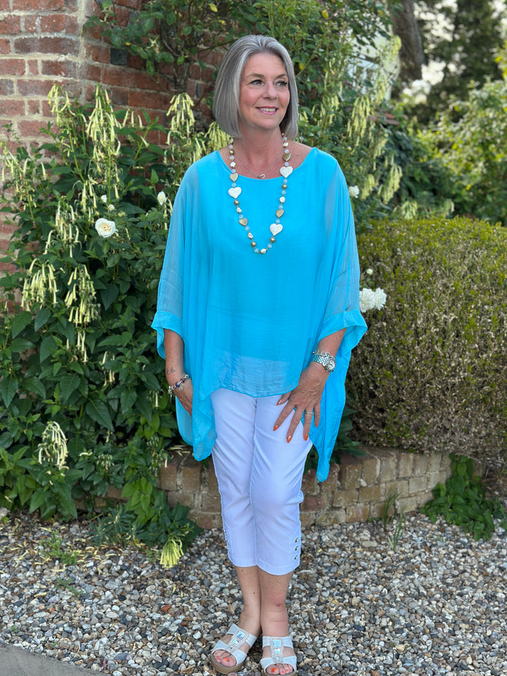 Mia Silk Blouse | Aqua