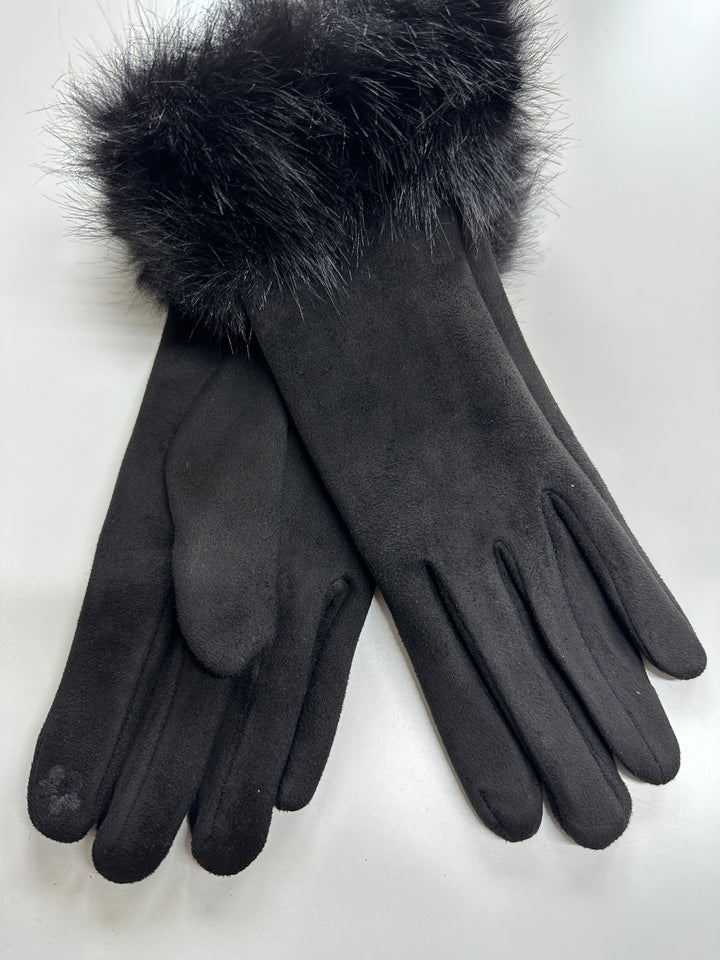 Faux Fur Suede Soft Touch Gloves - Malissa J | Black