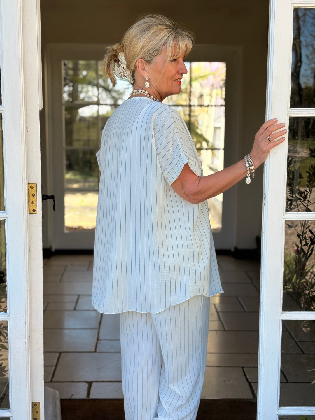 Pin Stripe Co-ord | White