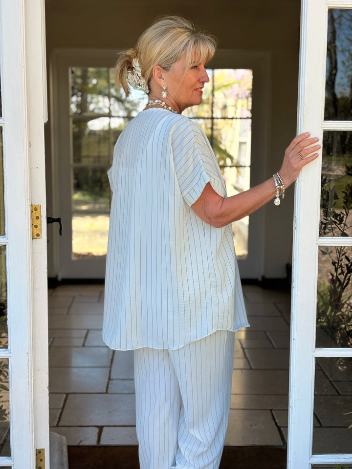 Pin Stripe Co-ord | White