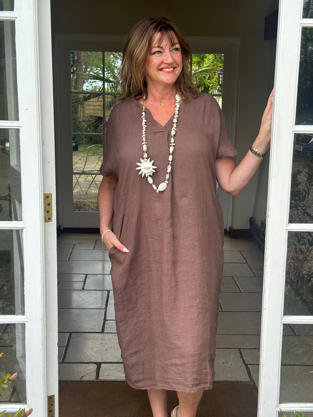 Full Linen Tunic Dress | Chocolate Mandy's Heaven Full Linen Tunic Dress | Chocolate Mandy's Heaven