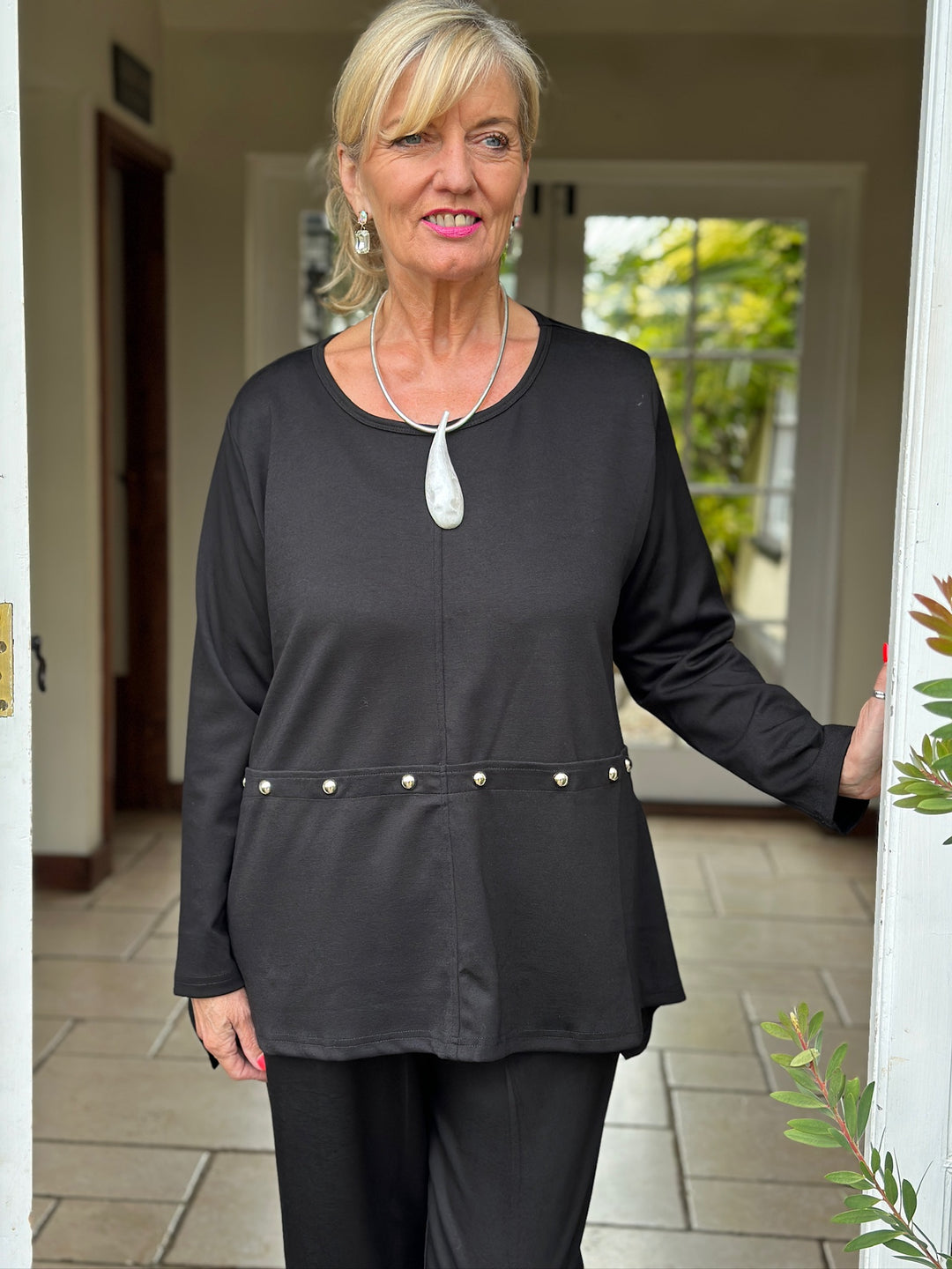 Studded Jersey Top - Malissa J | Black