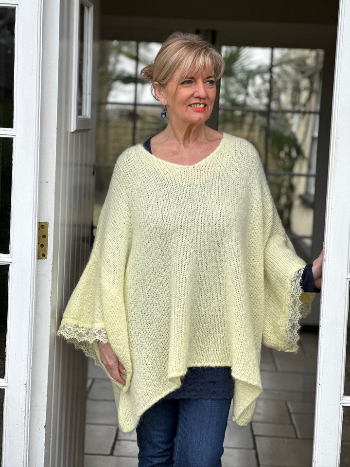 Lace Sleeve Knit Jumper | Lemon