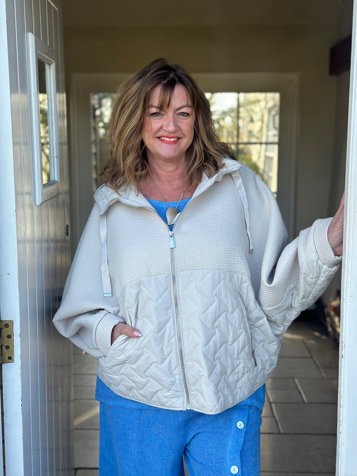 Textured Quilted Zip Jacket | Cream