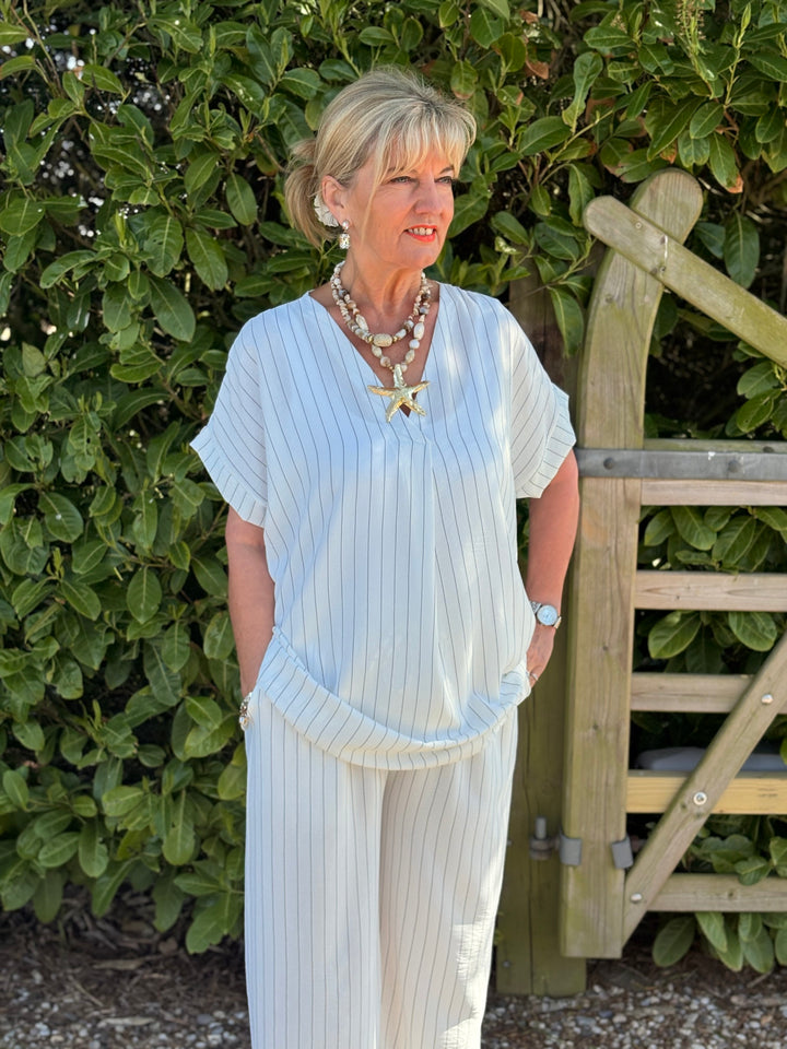 Pin Stripe Co-ord | White