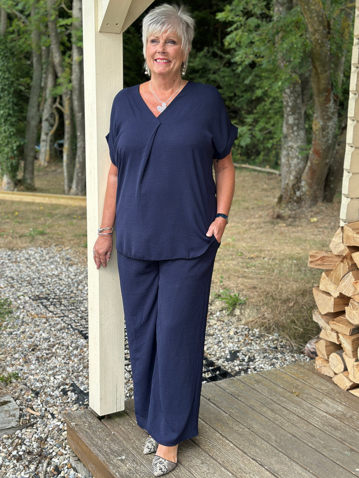 Pleat Neckline Two Piece Co-ord | Navy