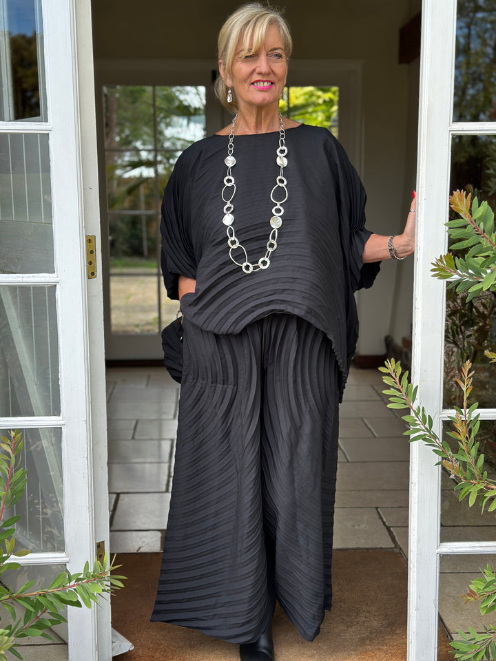 Curved Pleat Trousers - Malissa J | Black