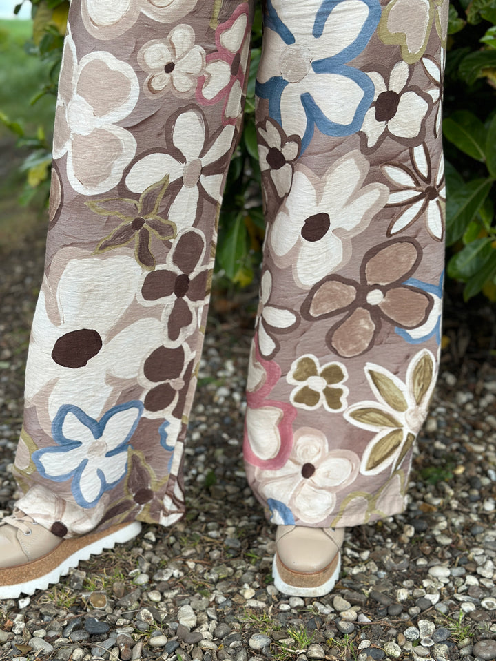 Abstract Bloom Wide Leg Trousers | Mocha