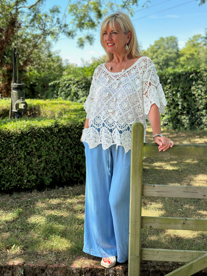 Two Piece Cotton Crochet Top | White