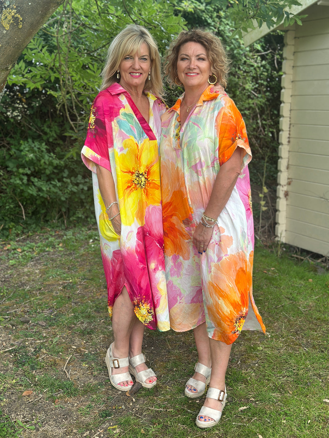 Watercolour Floral Sun Dress | Fuchsia