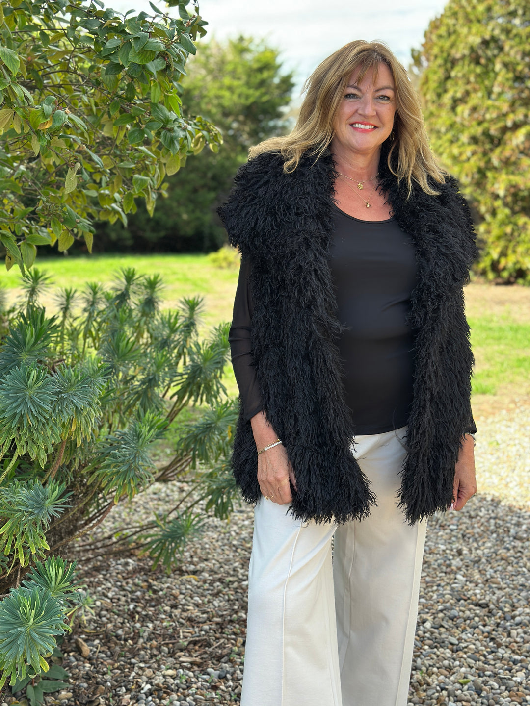 Shaggy Faux Fur Gilet - Malissa J | Black