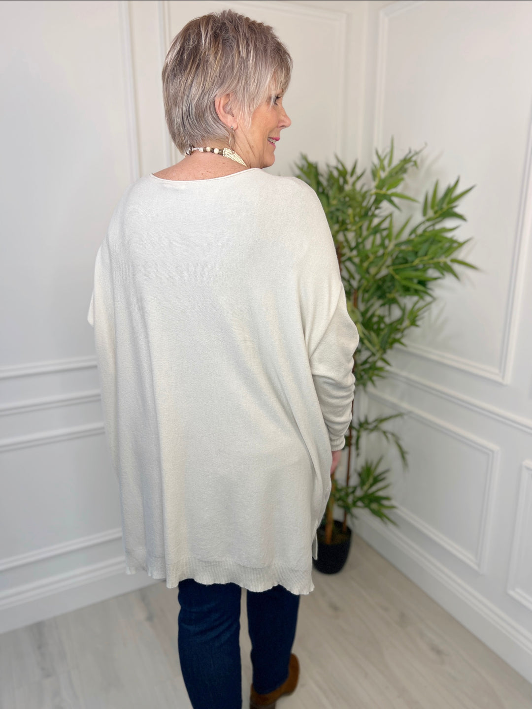 Cuffed Longline Jumper | Cream