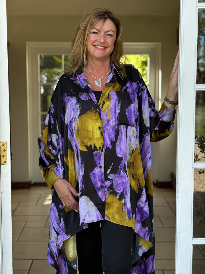 Asymmetric Abstract Shirt - Malissa J | Lilac