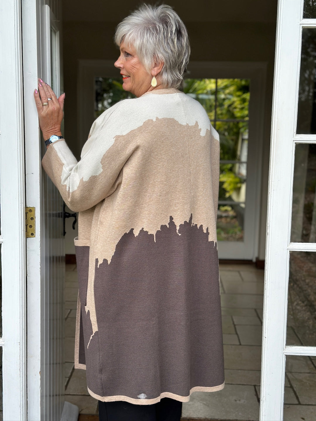 Long Line Knitted Pocket Cardigan | Neutral