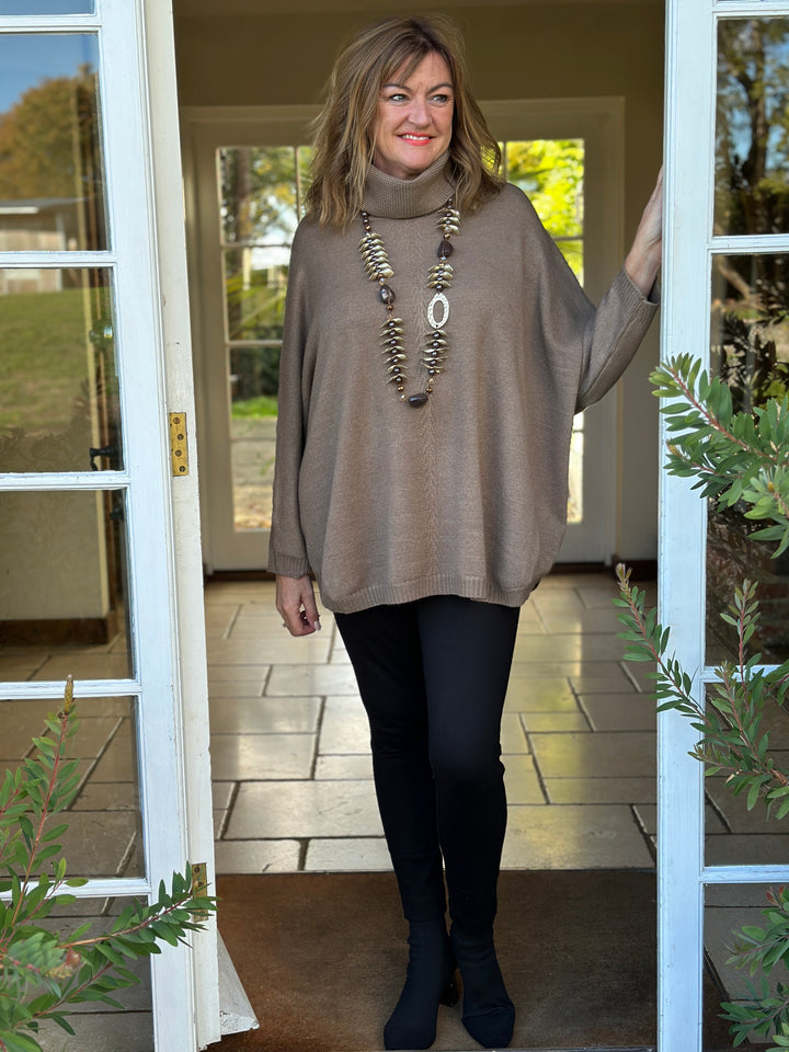 Soft Touch Roll Neck Jumper | Mink