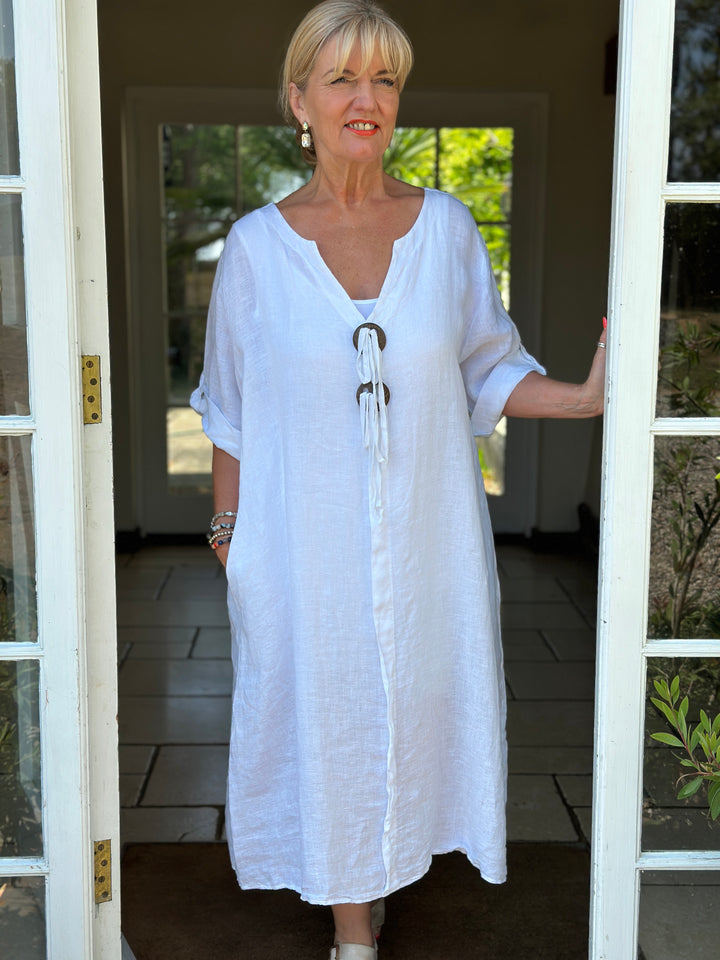 Positano Linen Dress | White