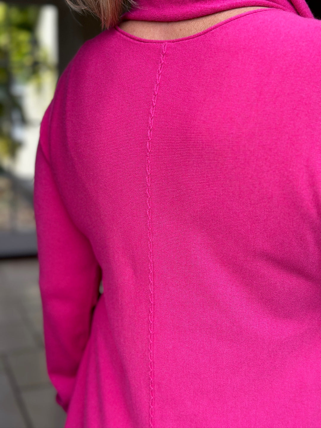 Sparkle Scarf & Lightweight Knit Top | Fuchsia