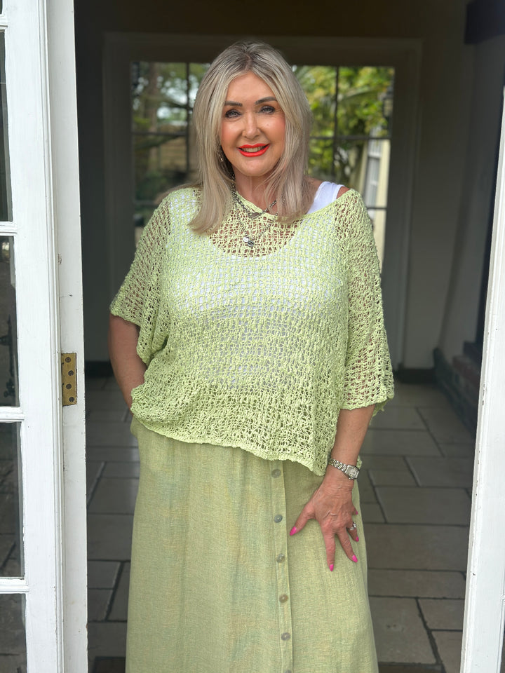 Net Edgy Crochet Top | Lime