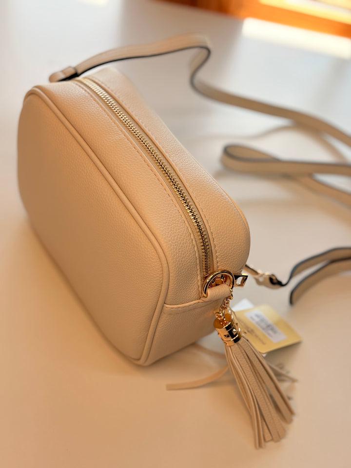 Faux Leather Cross Body Bag | Cream