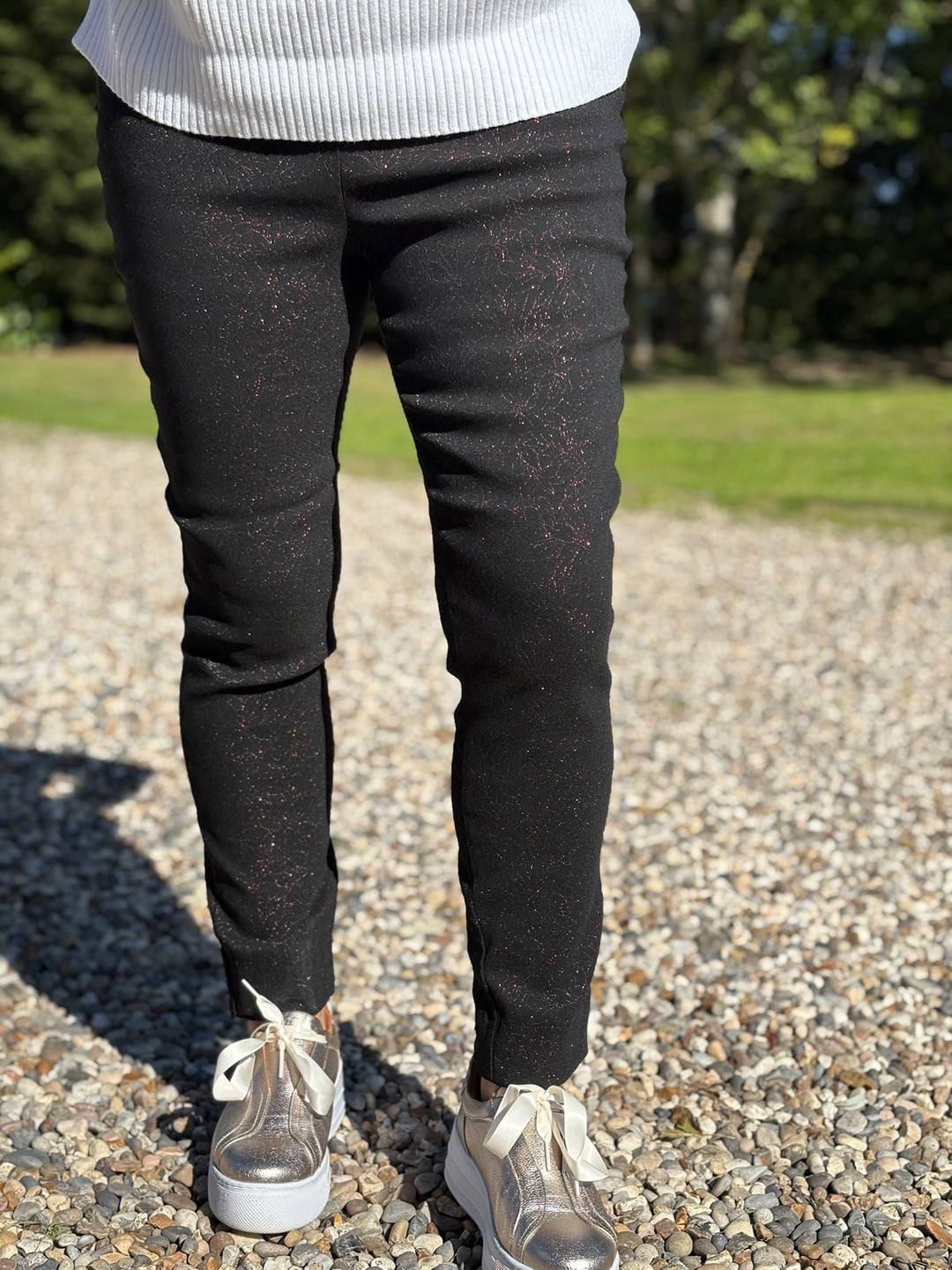 Pull Up Ankle Grazer Trouser - PINNS - 302CT | Wine Sparkle Flower