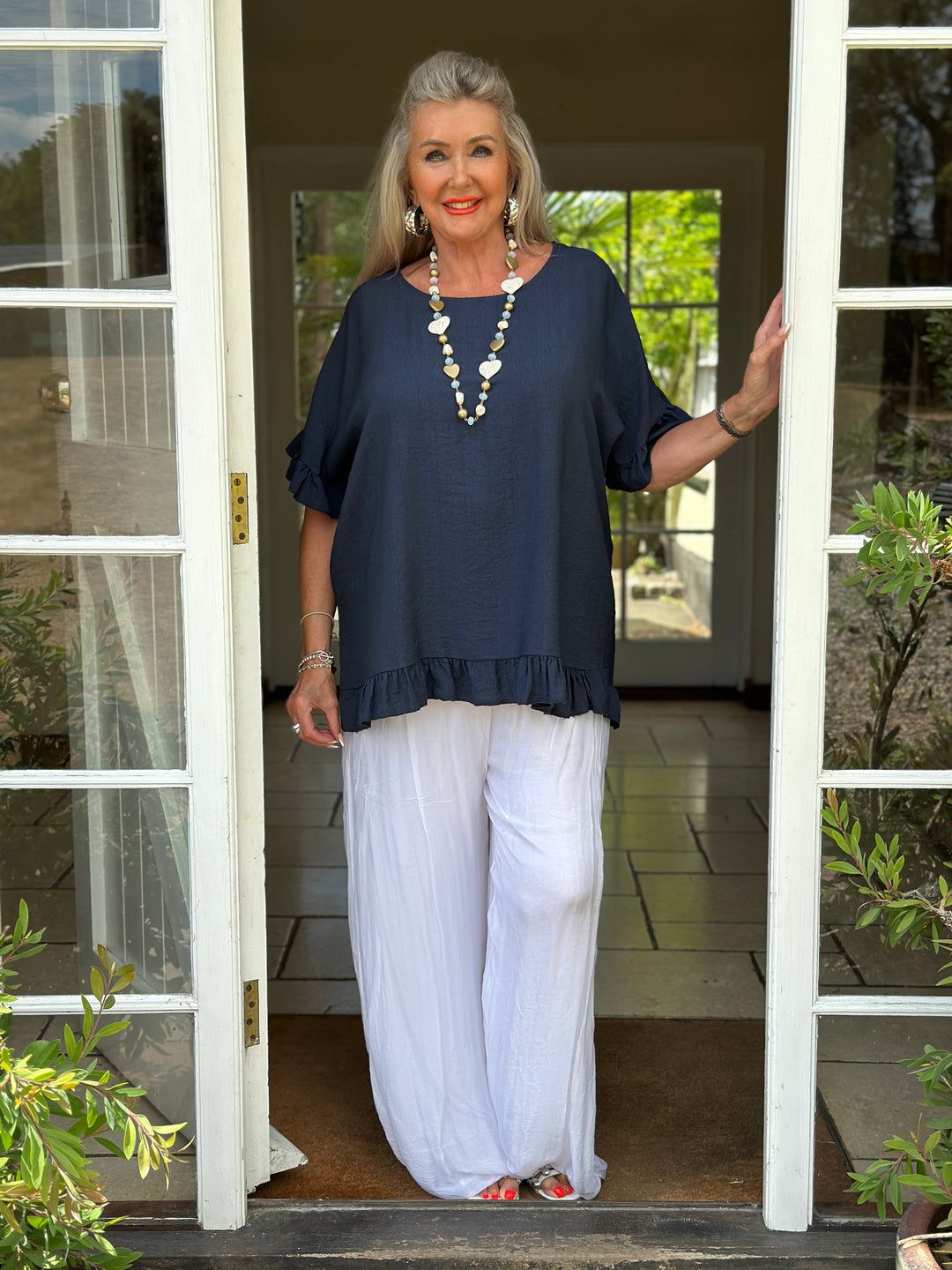 Rosie Ruffle Top | Navy