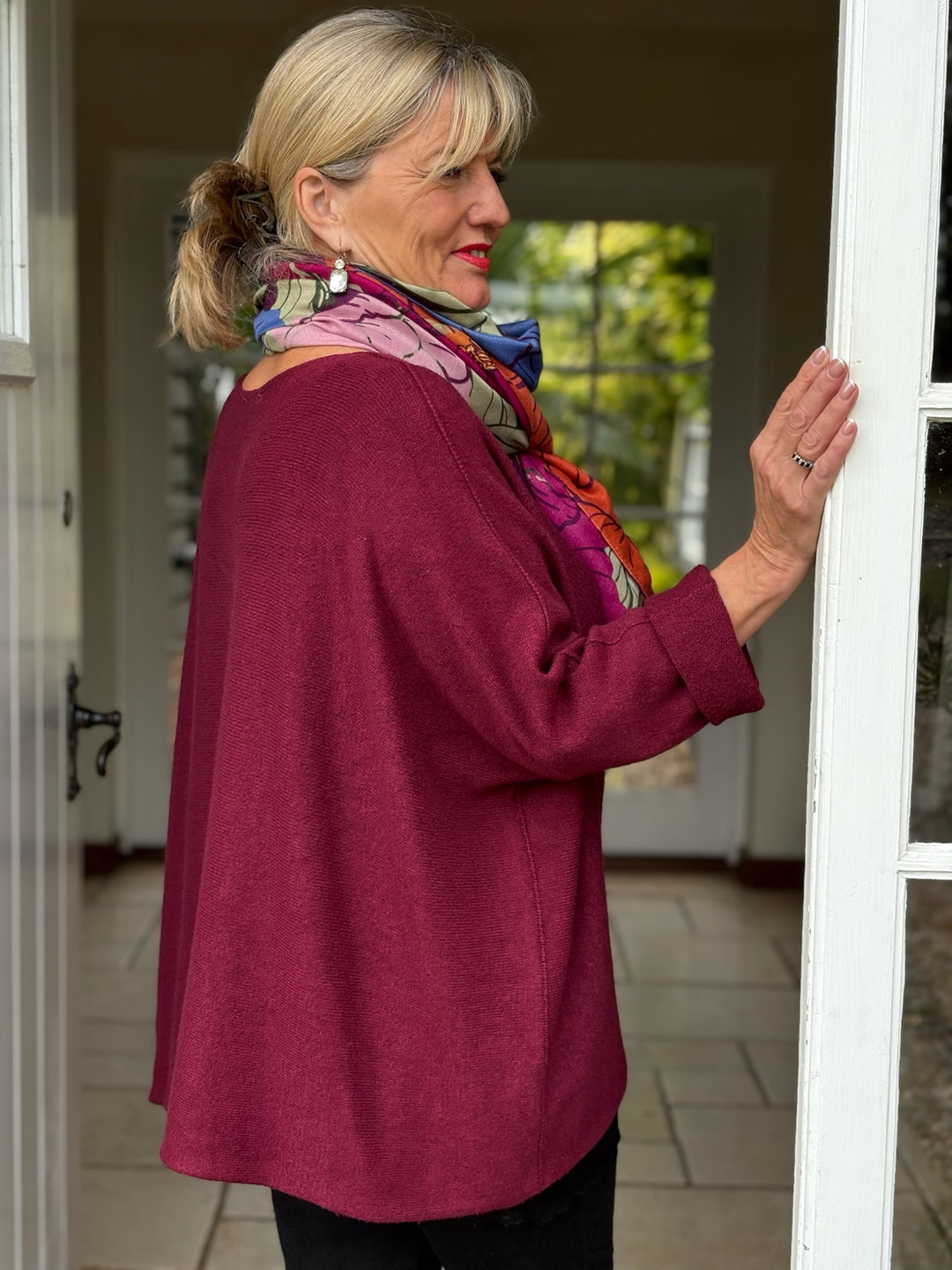 V-Neck Knitted Jumper | Burgundy