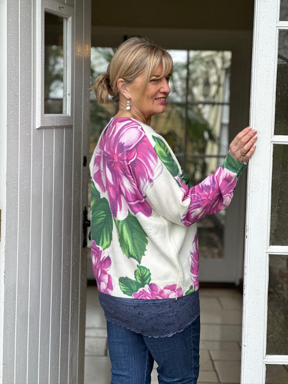 Wild Flower Sequin Detail Jumper | Fuchsia - Mandy's Heaven 