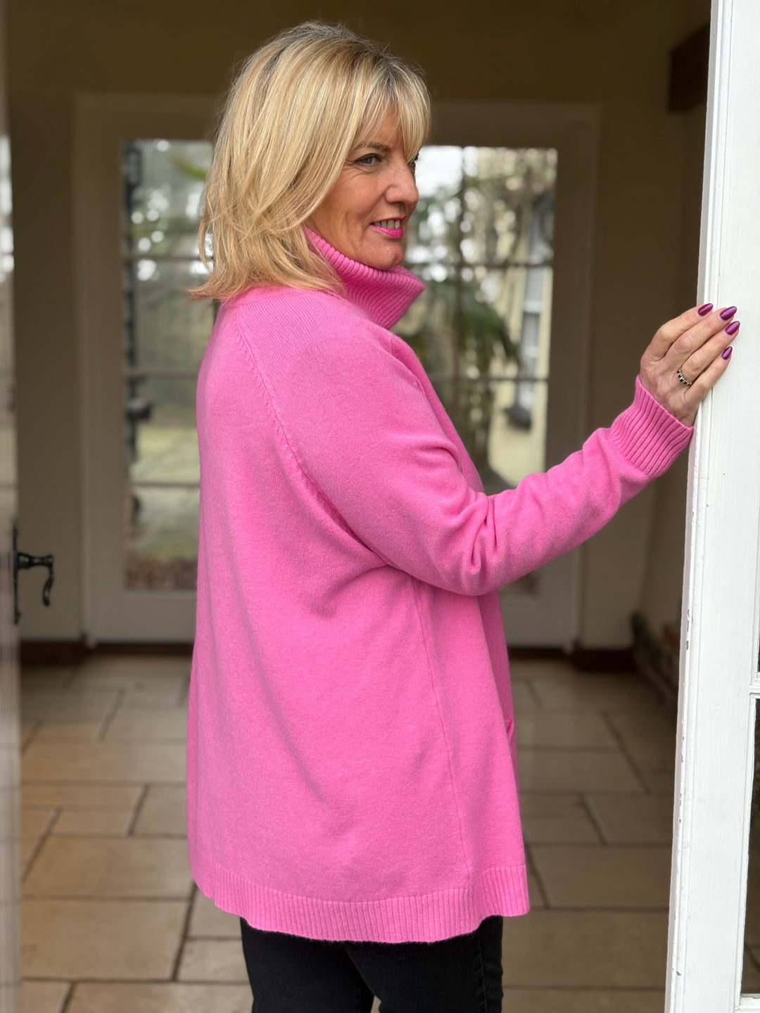 Pocket Roll Neck Jumper | Bubblegum Pink