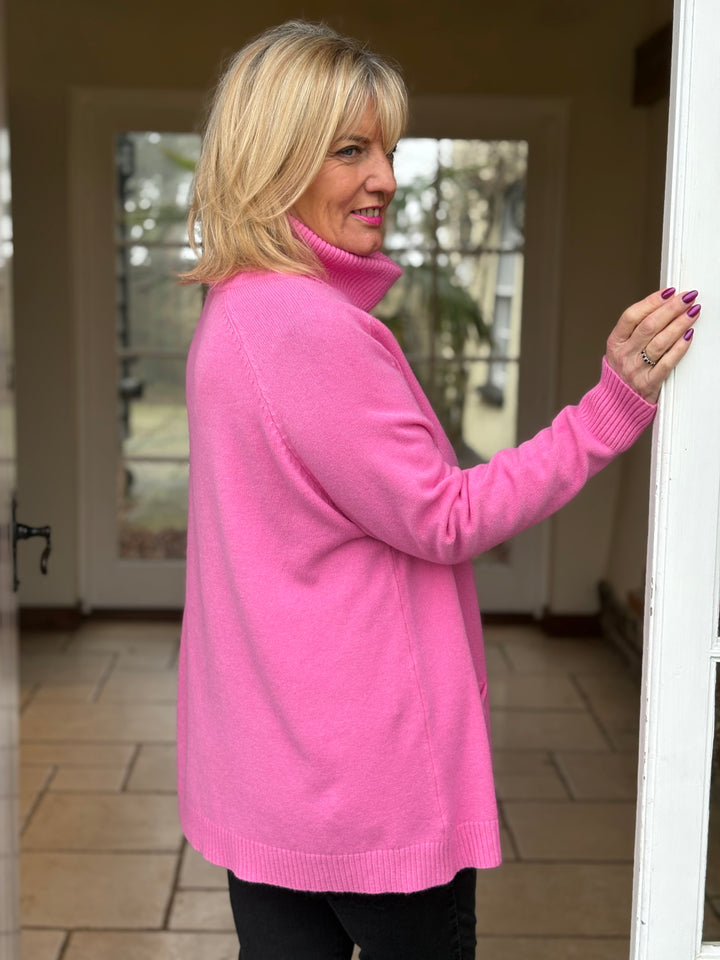 Pocket Roll Neck Jumper | Bubblegum Pink