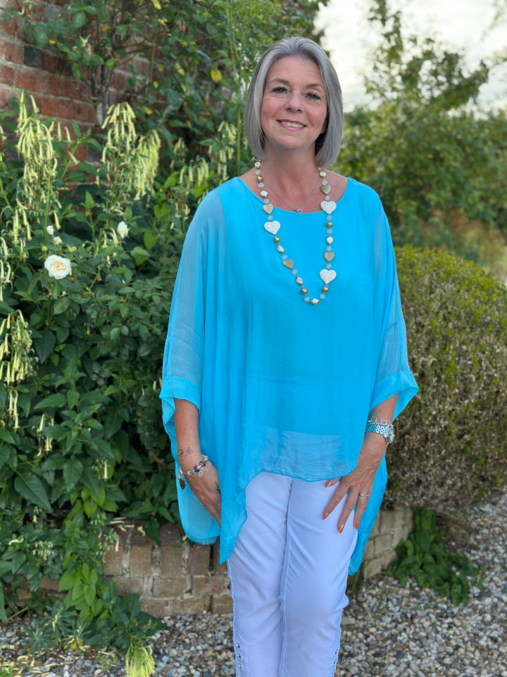 Mia Silk Blouse | Aqua