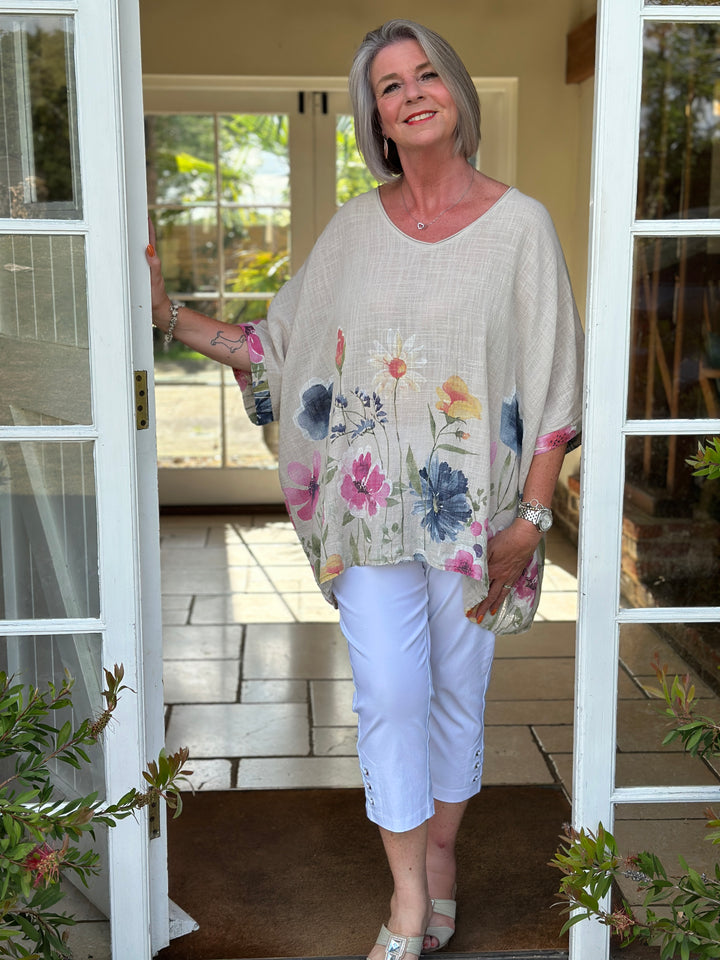 Floral Tapestry Top | Beige