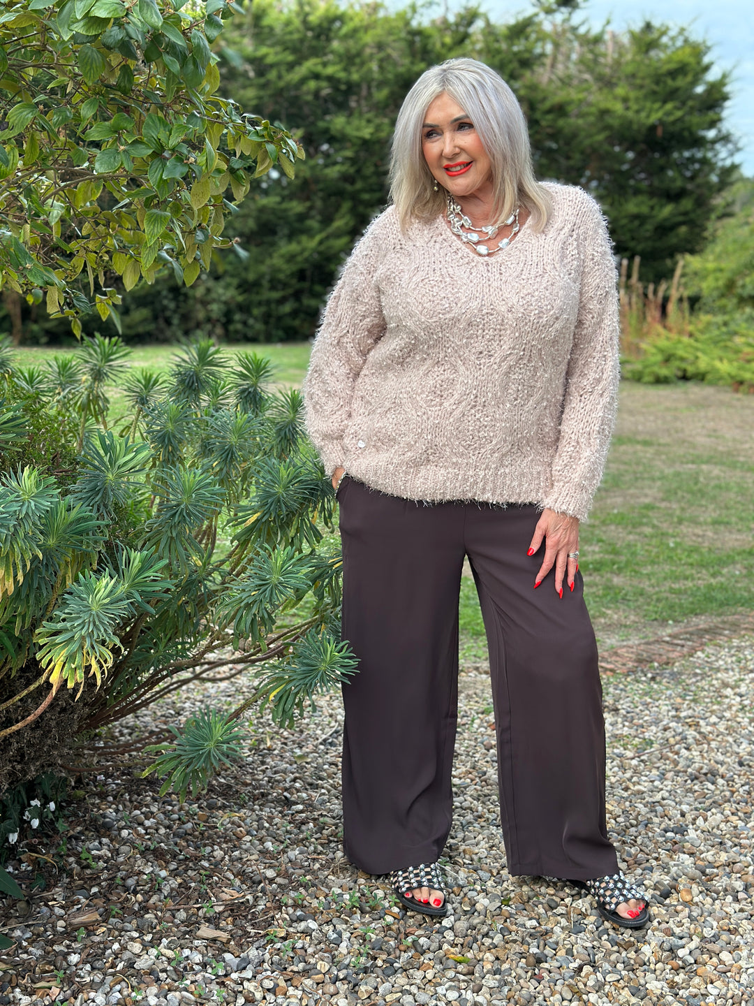 Cable Knit Shimmer Jumper - Malissa J | Blush