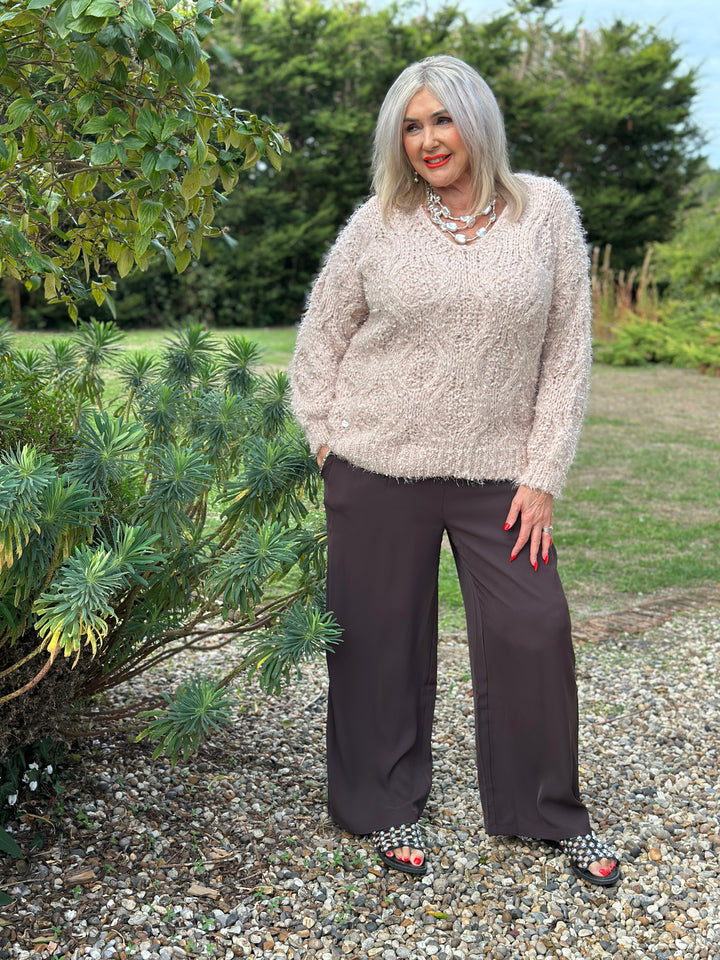 Cable Knit Shimmer Jumper - Malissa J | Blush
