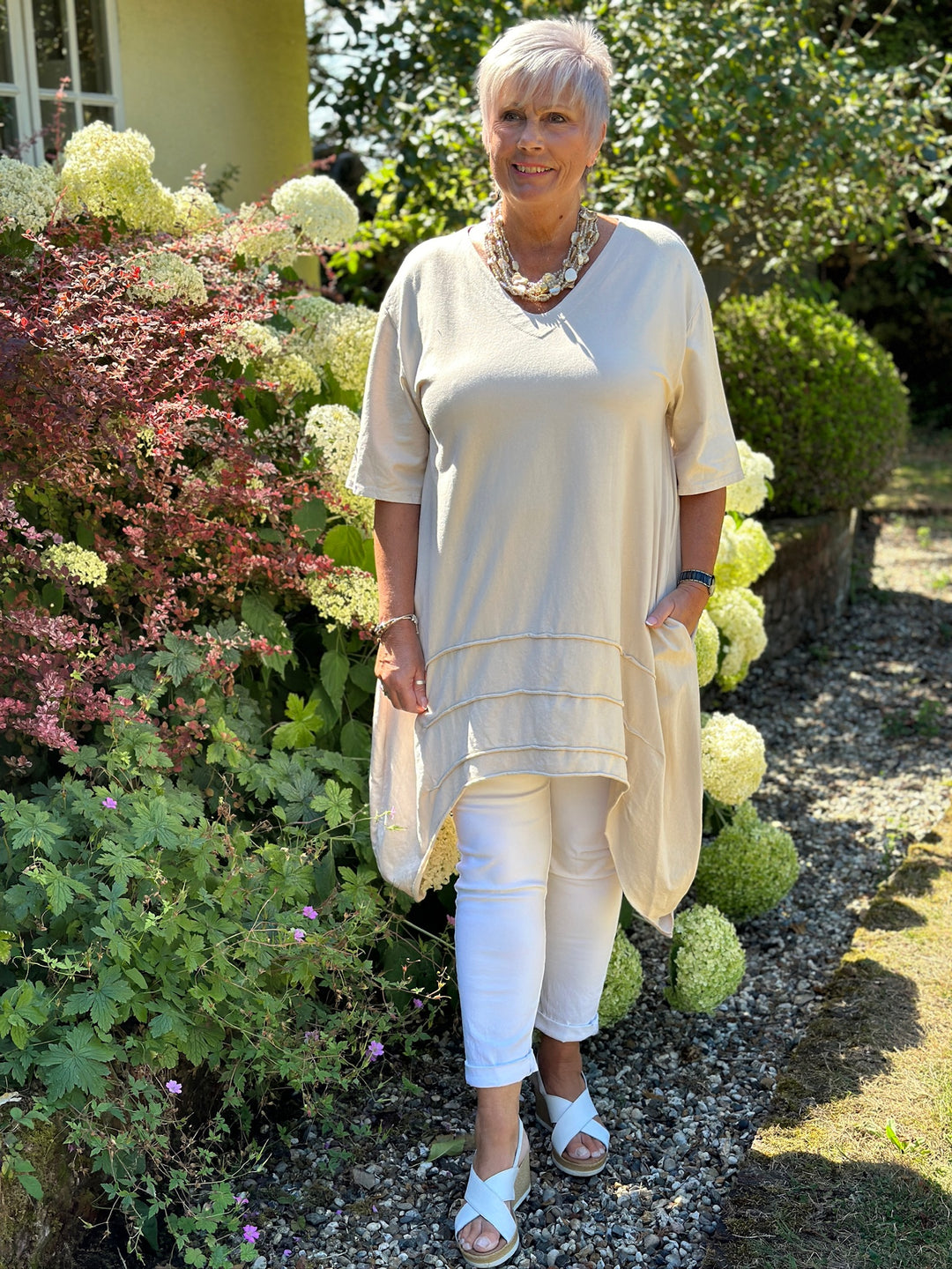 Seam Detail Tunic - ID Clothing | Beige